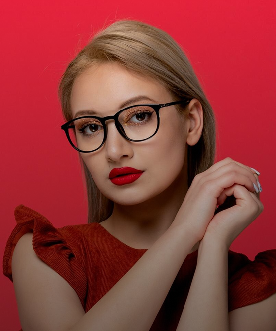 Model wearing glasses